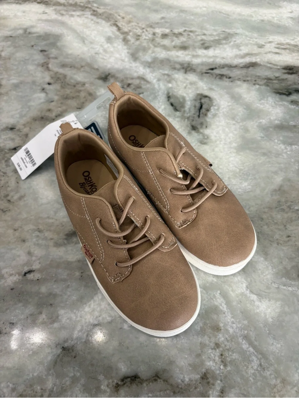 NWT Toddler OshKosh B'Gosh Putney Casual Sneakers Sz 12 Tan Slip On No Tie